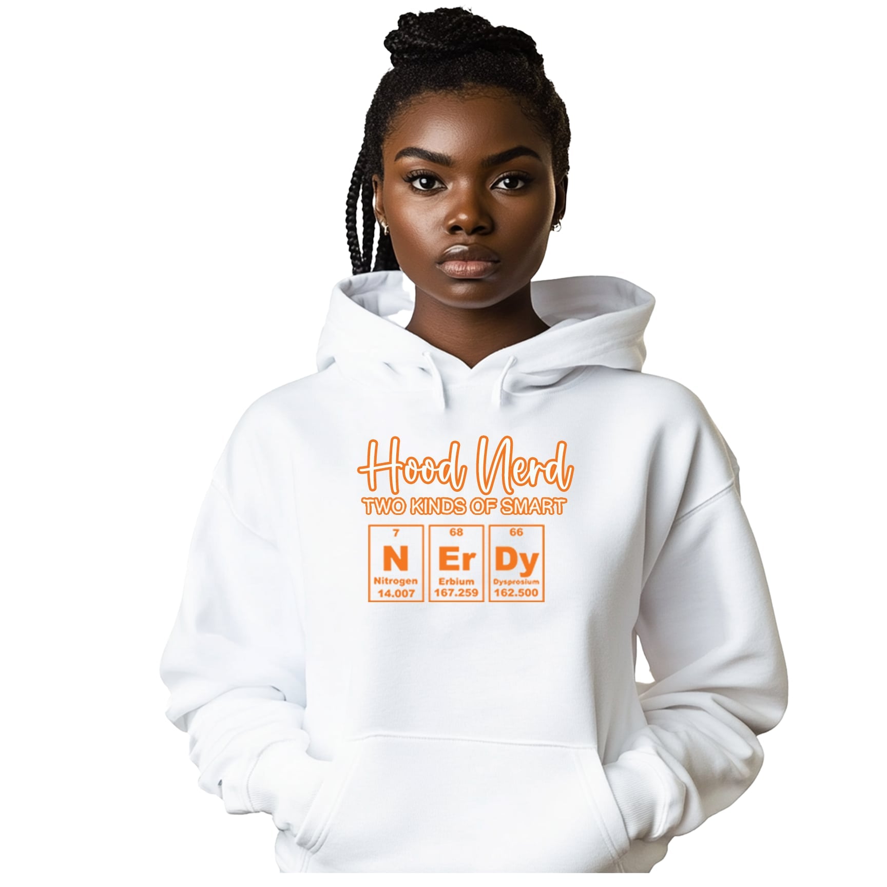 White Orange Nerdy Hoodie Unisex