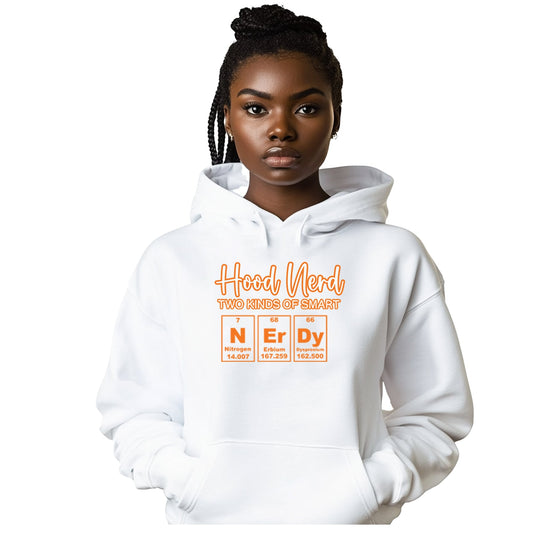 White/Orange Nerdy Hoodie (Unisex)