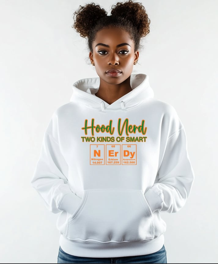 White/Green w/Orange Outline Nerdy Hoodie (Unisex)